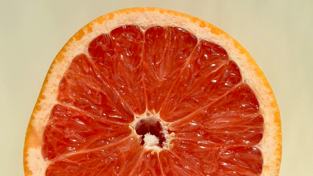close-up image of a halved grapefruit